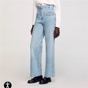 Sandro High Waisted Wide Leg Jeans Size 38